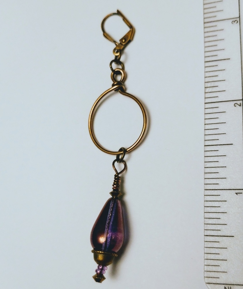 🚫SOLD🚫Antique Brass & Glass Teardrop Earrings - Picture 8 of 8